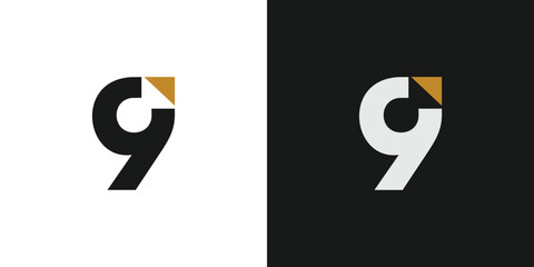 modern and unique Number 9 logo design - obrazy, fototapety, plakaty