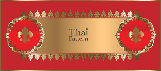 Thai pattern Modern. Thai Painting, Line Thai traditional vector illustration. Thai art frame border pattern gold frame. antique greeting card, invitation with lace and floral ornaments. Luxury Card. 
