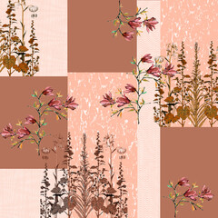 Digital textile design background texture abstract surfacee design seemless geomatric floral pattern natural flowers bunch textile design print