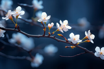 Fototapeta premium Flowering trees in the style of minimalism: the beauty is in simplicity
