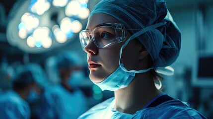 Doctor in operating room. Generative AI.