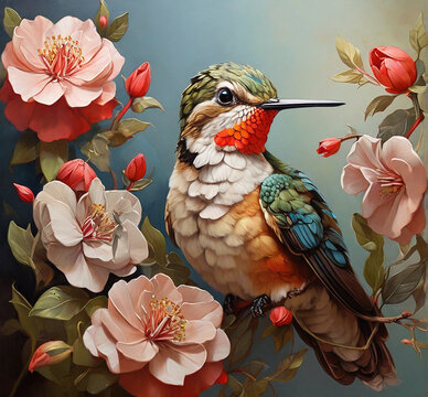 Colorful bird with a Painting Bird Image ai generated
