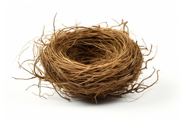 Obraz premium a birds nest is shown on a white background, in the style of tumblewave created with Generative Ai