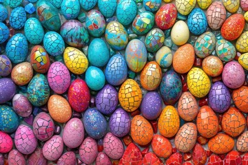 Fototapeta na wymiar colorful easter eggs, An ornate collection of multicolored, decorative Easter eggs