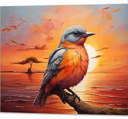 Colorful bird with a Painting Bird Image ai generated