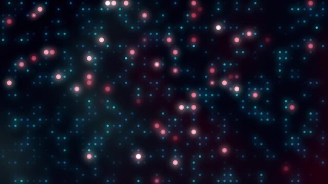 red and blue bright animated background colourful colourful blinking lights, looping texture graphic background, led dots glowing circles bladerunner