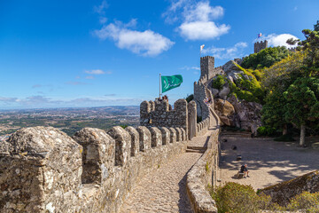 Ancient Moorish Castle  (Castelo dos Mouros). Sintra city,  Portugal.