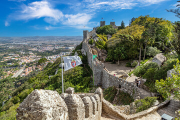 Ancient Moorish Castle  (Castelo dos Mouros). Sintra city,  Portugal.