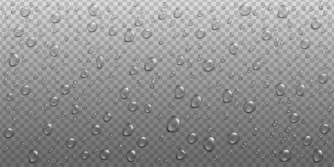 Water droplets, realistic 3d vector illustration on transparent background