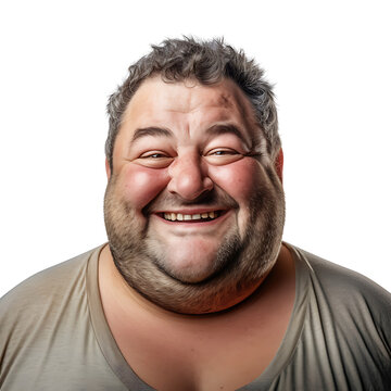 Happy fat man exercising on transparent background PNG