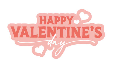 Happy valentine's STICKER design. Valentines love banner text design.