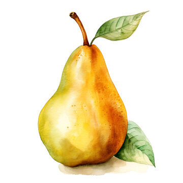 image of a pear with an artistic watercolour style, isolated white background created with Generative Ai