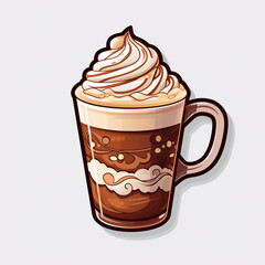 A Christmas Hot Chocolate Coffee Sticker PNG Clipart on a White Background created with Generative Ai