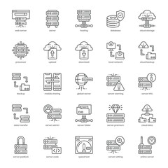 Web Server icon pack for your website design, logo, app, and user interface. Web Server icon outline design. Vector graphics illustration and editable stroke.