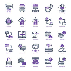 Web Server icon pack for your website design, logo, app, and user interface. Web Server icon dual tone design. Vector graphics illustration and editable stroke.