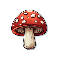 A Cute Cartoon Mushroom Sticker Clipart on a White Background created with Generative Ai