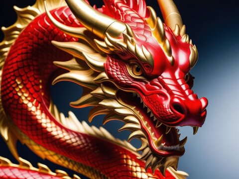 red and gold dragon for Chinese New Year Celebration generated with AI