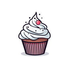 A Cupcake Sticker Clipart on a White Background created with Generative Ai