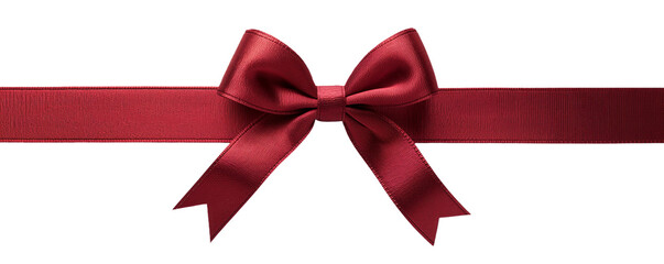 A vibrant red ribbon and bow isolated on a transparent background, ideal for Valentine's Day and romantic occasions.