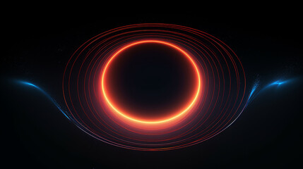 Abstract background of black hole in space luminous swirling. Elegant glowing circle.  Sparking particle. Space tunnel