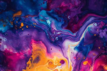abstract painting with purple, and blue colors, liquid light emulsion, Close up, fluorescent colors (AI Generative)