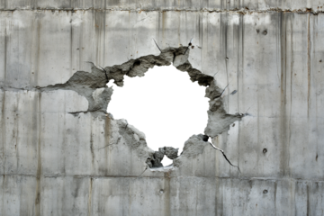 torn hole in a old cracked concrete wall. Peeling old wall. Cracked and peeling, Grunge wall texture. Worn aged post apocalyptic texture background with a hole in the wall. horizontal view
