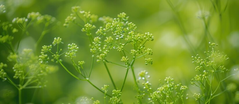 Cumin plant with small flowers.