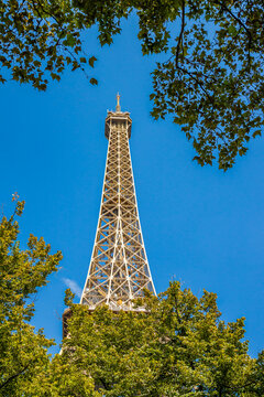 Low angle shot of the Eiffel Tower in Paris, France
