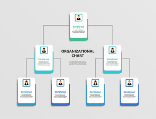 Corporate organizational chart with business avatar icons. Business hierarchy infographic elements. Vector illustration	