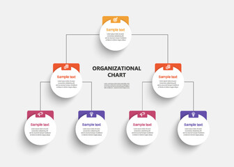 Corporate organizational chart with icons. Business hierarchy infographic elements. Vector illustration	 - obrazy, fototapety, plakaty