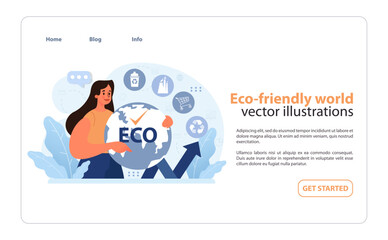 SDG or sustainable development goal web banner or landing page. Environment protection responsibility. Climate and nature preservation. Global eco-friendly movement. Flat vector illustration