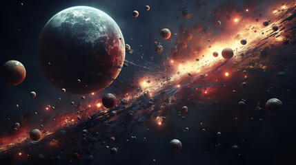 Planets 3d space.space. Generative AI