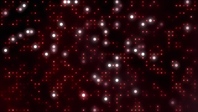 red bright animated background colourful colourful blinking lights, looping texture graphic background, led dots glowing circles hal 2001 kubrick