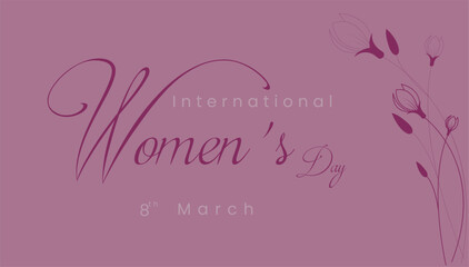 Fototapeta na wymiar Vector international women's day, happy women's day march 8 text with woman or women's day poster, banner design.