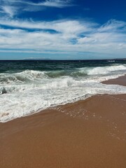 Fototapeta na wymiar Waved ocean, blue ocean horizon, seascape horizon background, natural ocean view