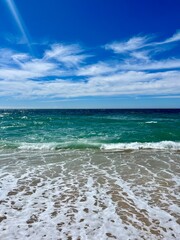 Waved ocean, blue ocean horizon, seascape horizon background, natural ocean view