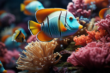Fototapeta na wymiar Butterfly-fish: the beauty and grace of the underwater world