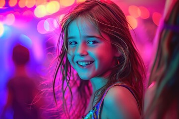Obraz na płótnie Canvas a young girl smiling while at a party