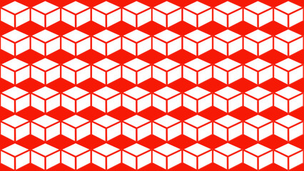 Red background with rhombus and cubes