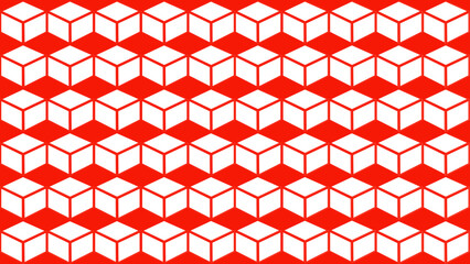 Red background with rhombus and cubes