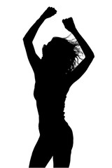 vector Beautiful and mysterious young woman body expression silhouette black and white vector image...