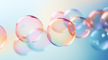 Colorful soap bubbles on light background - obrazy, fototapety, plakaty