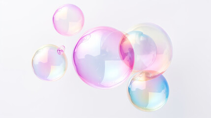 Colorful soap bubbles on light background