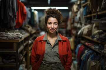 Fototapeta premium Portrait of a female worker in second hand store