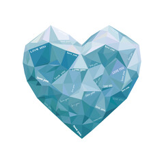 blue love, St. Valentine's Day, postcard heart, polygonal art, blue heart poster, low poly, love you, titanic, crystal