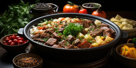 Sancochado Extravaganza - Culinary Celebration of Hearty Stew, Aromatic Broth, and a Medley of Ingredients 