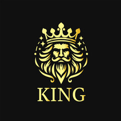 Golden Royal Crown Lion King logo. This emblem is a symbol of power and royalty. Emblem, sign symbol, and vector illustration template 