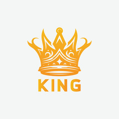Golden Royal Crown Lion King logo. This emblem is a symbol of power and royalty. Emblem, sign symbol, and vector illustration template 