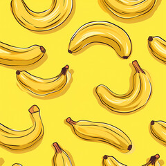 Seemless design pattern bananas, abstract, cartoon style