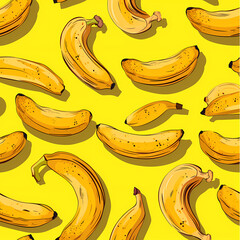 Seemless design pattern bananas, abstract, cartoon style